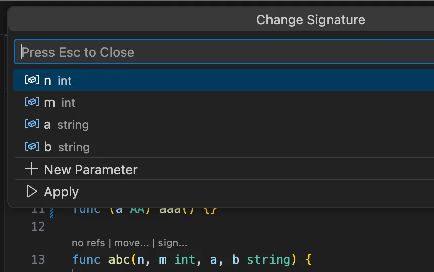 demonstration of the change signature refactoring