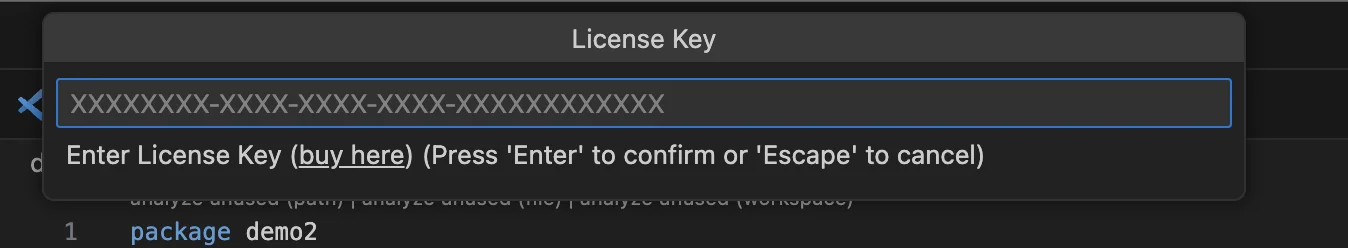 license dialog