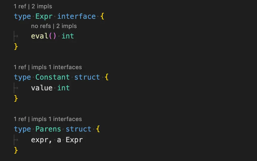 demonstration of code lens